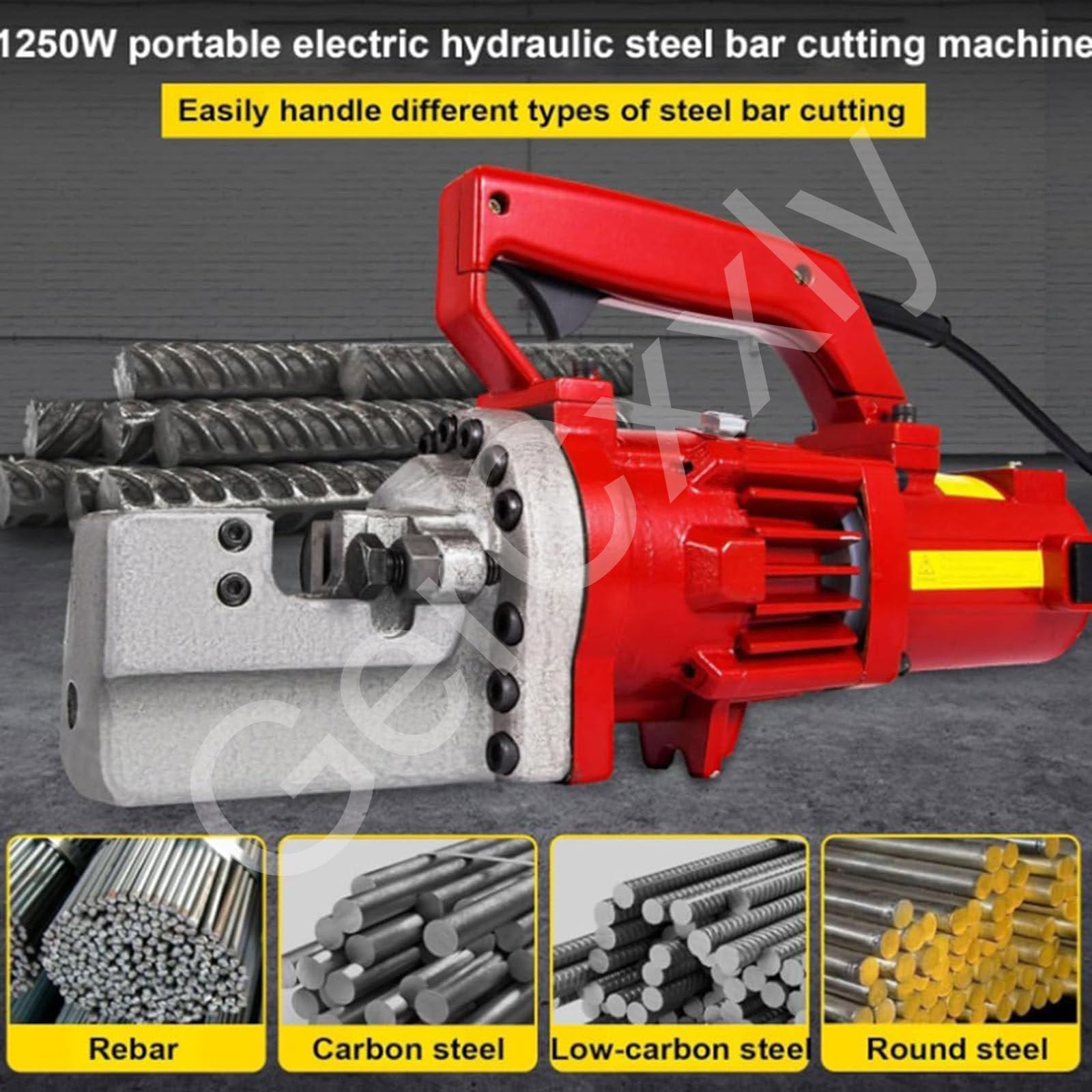 Elektryczna przecinarka do prętów zbrojeniowych, przenośna hydrauliczna przecinarka do prętów zbrojeniowych o mocy 1250W, silnik z czystej miedzi, prędkość cięcia 3-3,5 s, cięcie do 4-20mm