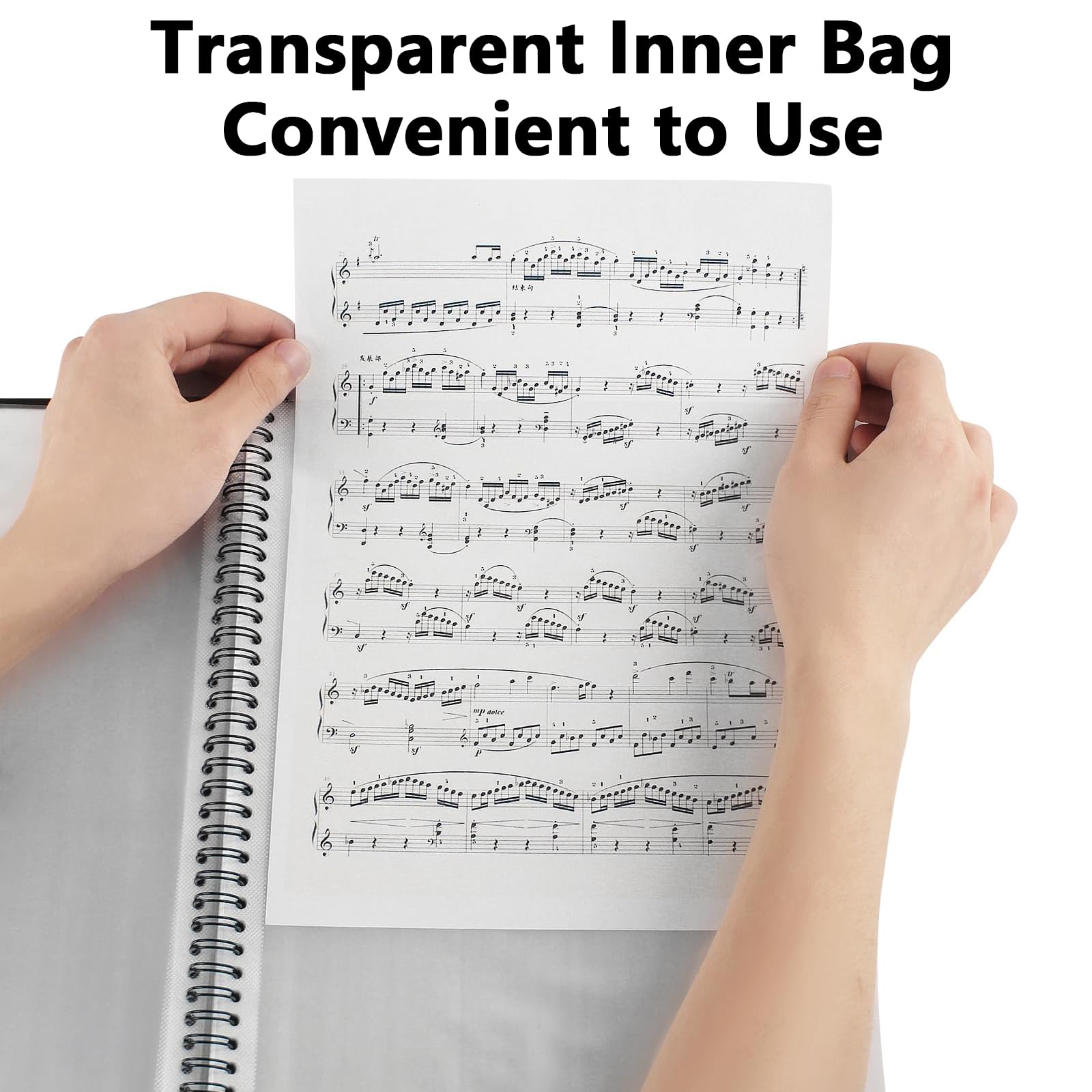 Raccoglitore Spartiti Musicali | Per Fogli A4 | Con 40 Tasche | Chiavette Scrivibili | Bianco - Foto 12