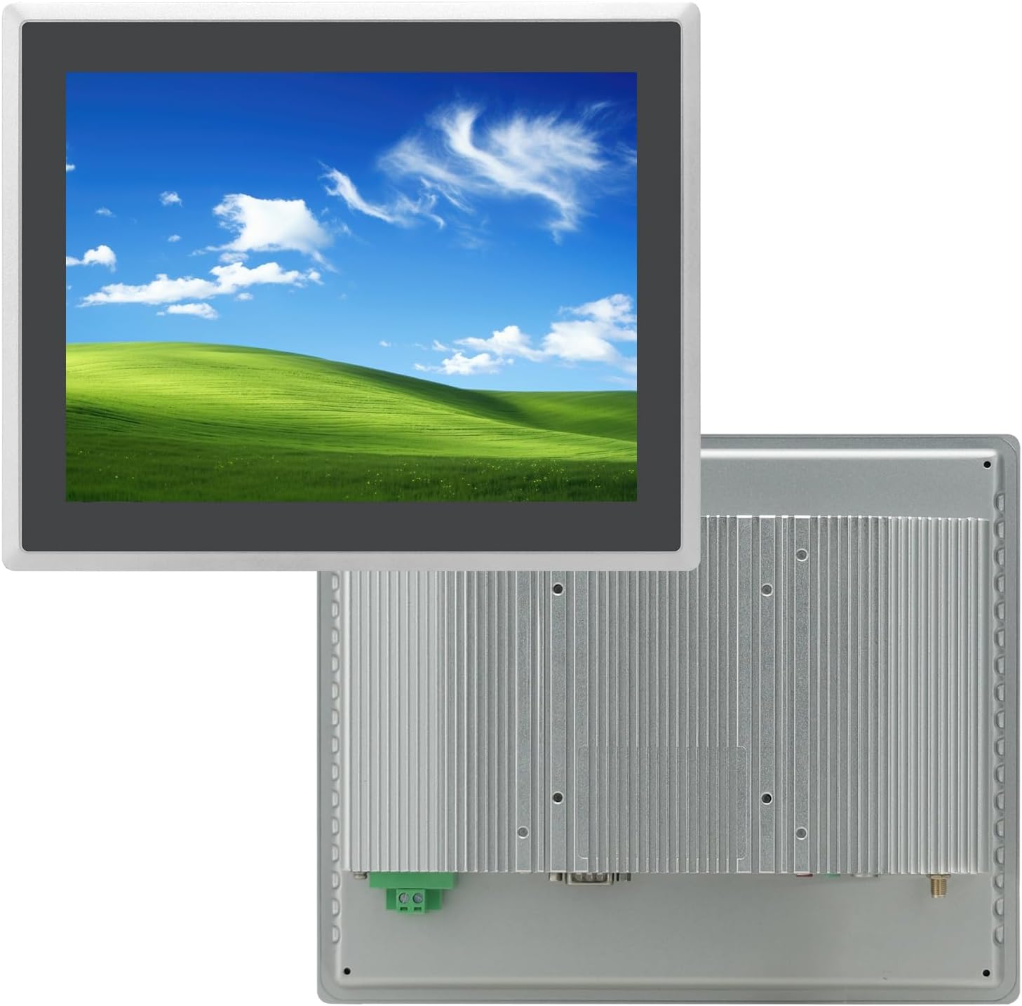 TouchWo 10.4 inch Capacitive Multi-Touchscreen Industrial Embedded Win-10 PC Monitor, IP65 Screen with 10 Points Touch Display, i5+RAM 4G+128G SSD, Integrated Phoenix2pin, HD-MI-Out & USB Ports