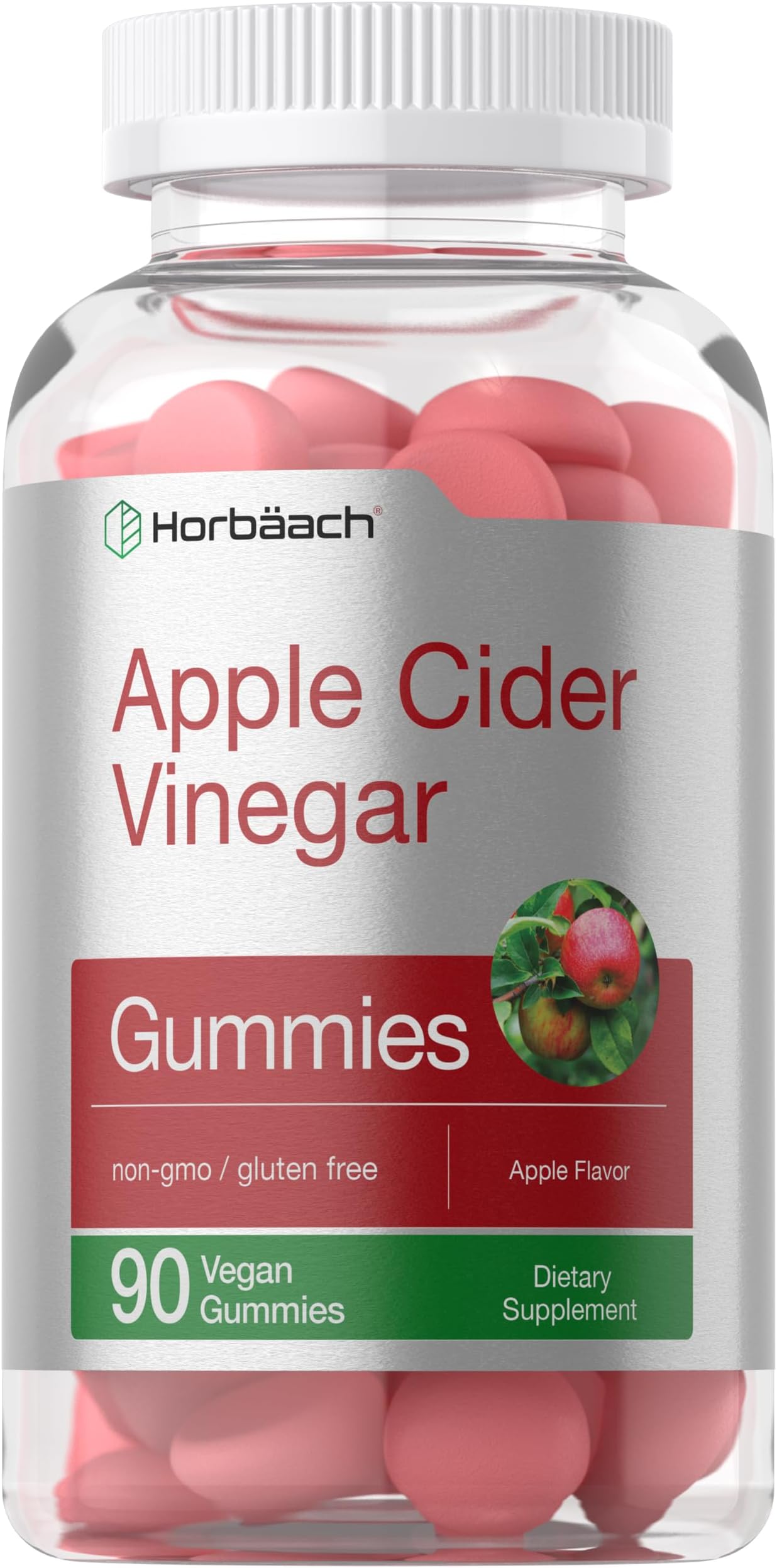 Horbäach Apple Cider Vinegar Gummies | 90 Count | Apple Flavor ACV Dietary Supplement for Adults | Vegan, Non-GMO & Gluten Free
