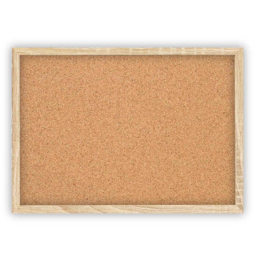 Clamaro 'Memo' Cork Pin Board 80 x 40 cm with Frame Sonoma Oak Cork Wall with MDF Wood Picture Frame and Metal Hangers (Qer Format and Portrait) Includes 10 Drawing Pins