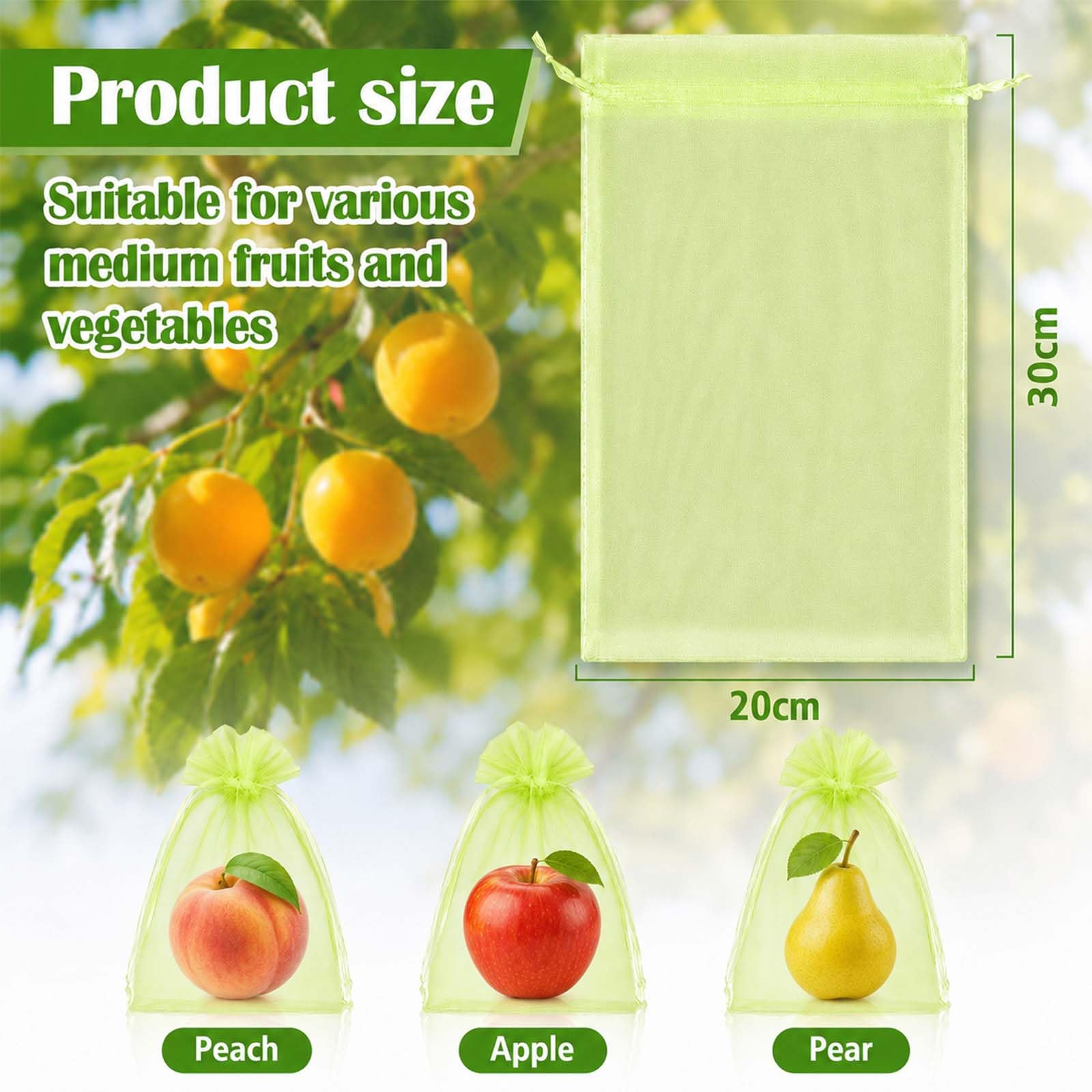 100 Pezzi Sacchetti Protezione Uva, 20×30 cm Sacchetti Rete Frutta, Sacchetti Protezione Frutta con coulisse, Sacchetto Protettivo per Frutta, Protegge da Vespe, Uccelli e Mosche Della Frutta
