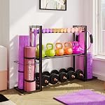 3-Tier Rack réglable Rack de stockage de métaux lourds, Rack poids et kettlebells Dumbbell, Organisateur de tapis de yoga, matériel de gymnastique polyvalent Support de stockage pour les accessoires de gym à domicile