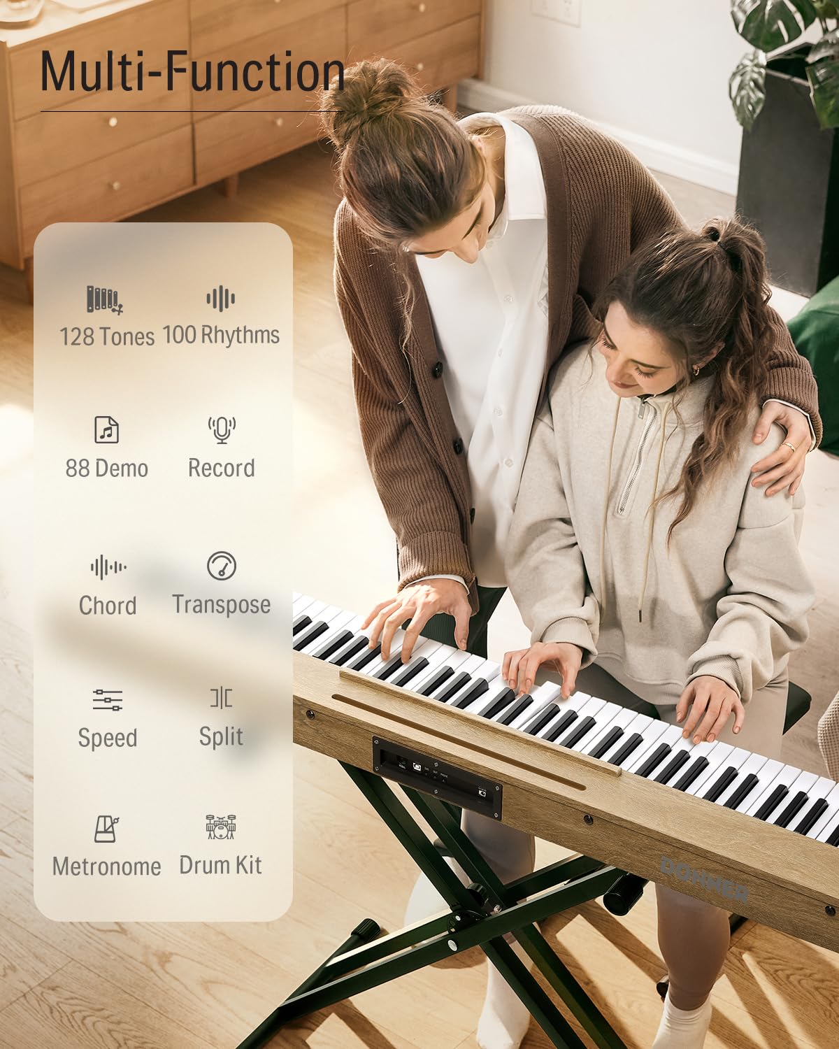 DONNER DEP-1S Digital Piano with stand Light Wood UK/EU