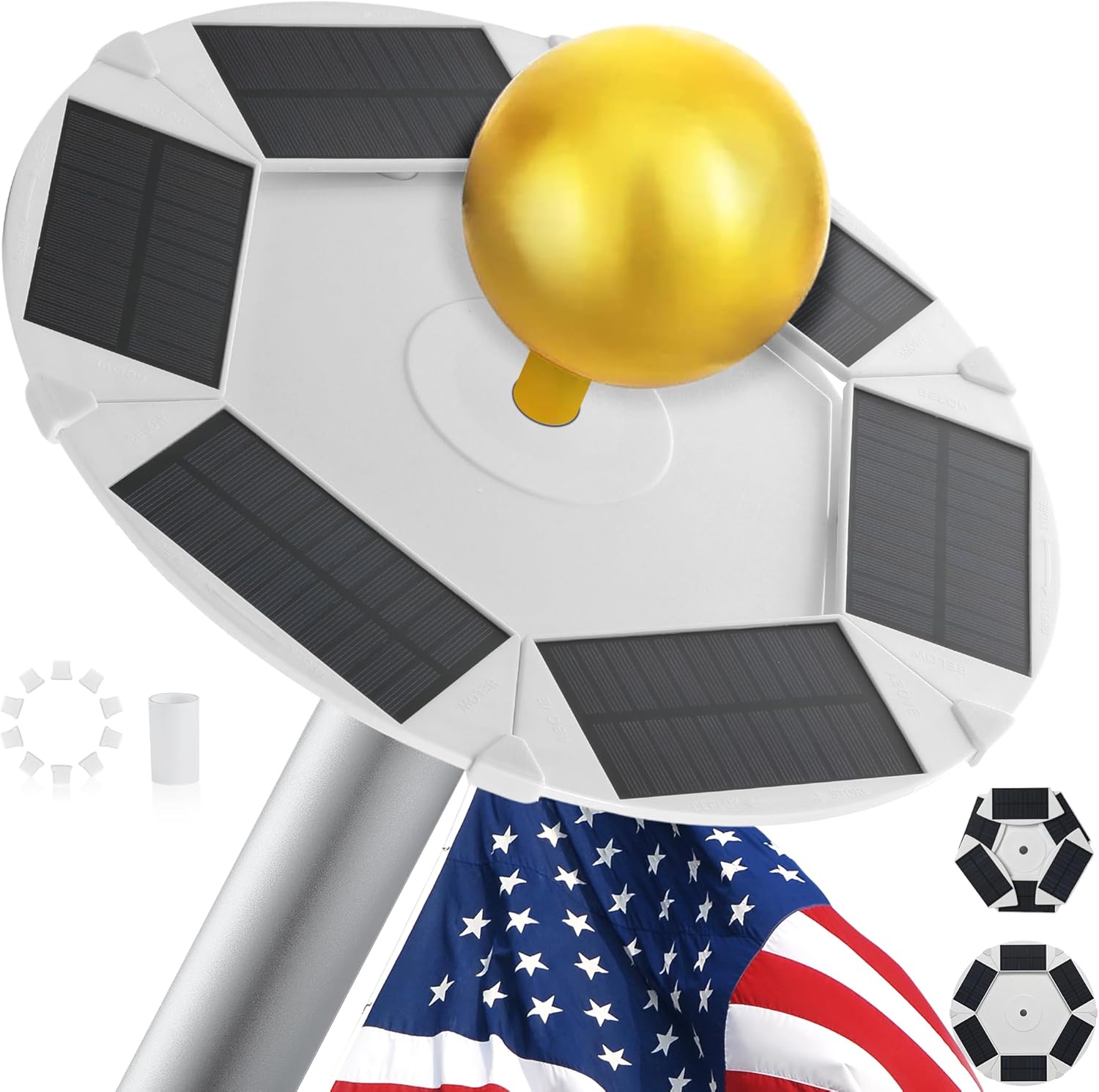 Foldable Flag Pole Light Solar Powered, 1500 Lumen 36 Ultra Bright LED Flagpole Solar Light for 15-30 Ft Outdoor Flagpoles, IP65 Waterproof, Up to 15H Dusk-to-Dawn Auto On/Off, 100% Coverage