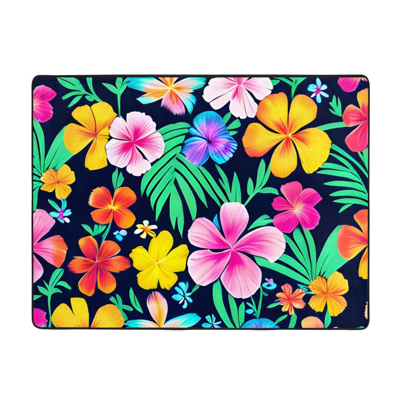 Tapis de sol antidérapant doux grand tapis imprimé fleurs colorées