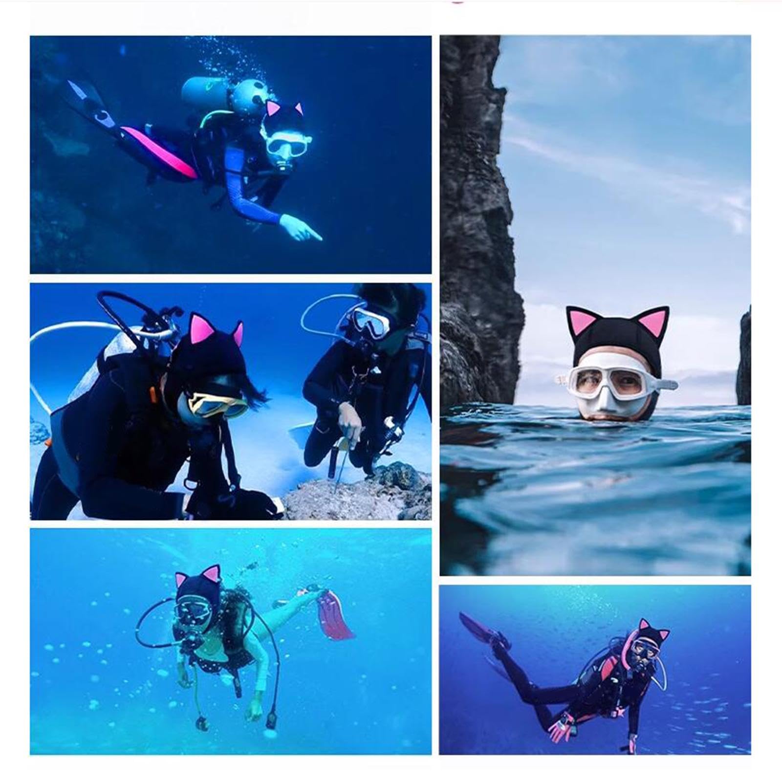 Cappuccio da Sub, Cuffia da Nuoto in Neoprene, Simpatico Cappuccio da Sub per Uomo E Donna, Cuffia da Surf per Canoa, Nero Rosa