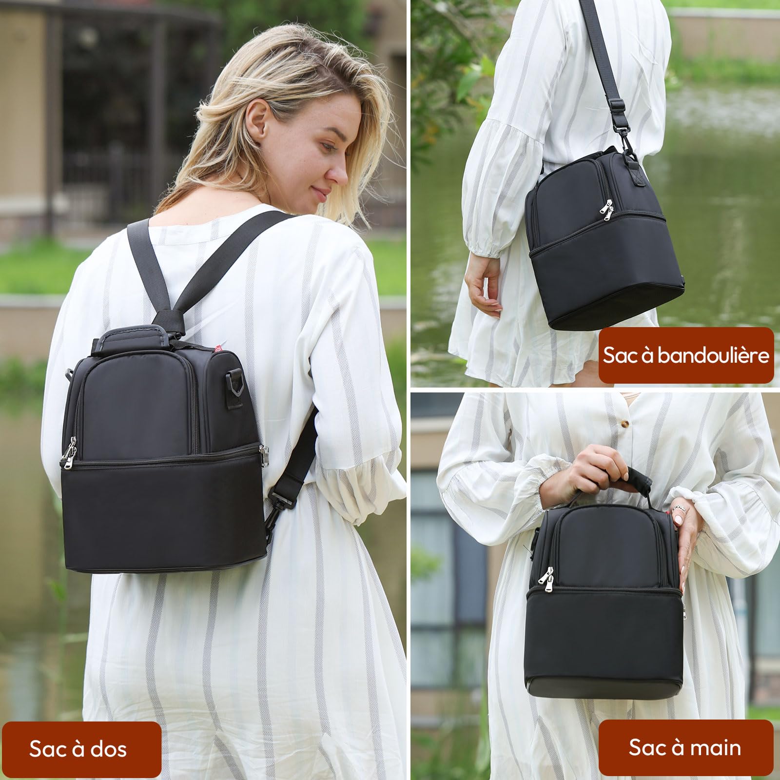 NCVI Sac Isotherme pour biberon, 2 Boîte à Glaçon Inclus, Compatible avec 6 biberons (270 ML), Sac a Dos Isotherme, Sac Isotherme Repas, Conservation Lait Maternel, Chaud/Frais Lunch Bag