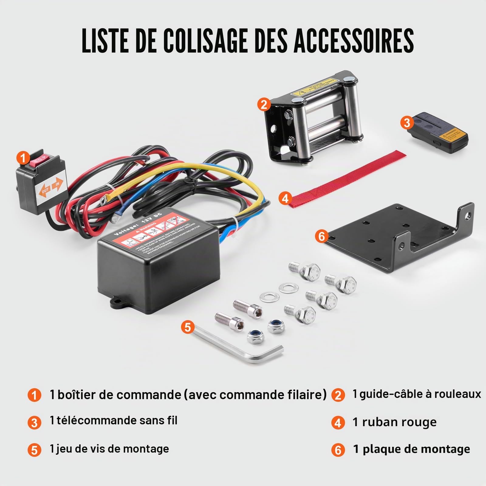 VEVOR Treuil Électrique VTT UTV Capacité de Traction 1814 kg 12 V CC avec Câble en Acier à 7 Brins Φ0,5 x 1188,7 cm, Télécommande Sans Fil et Filaire, Étanchéité IP55, Treuil pour Remorquage VTT UTV