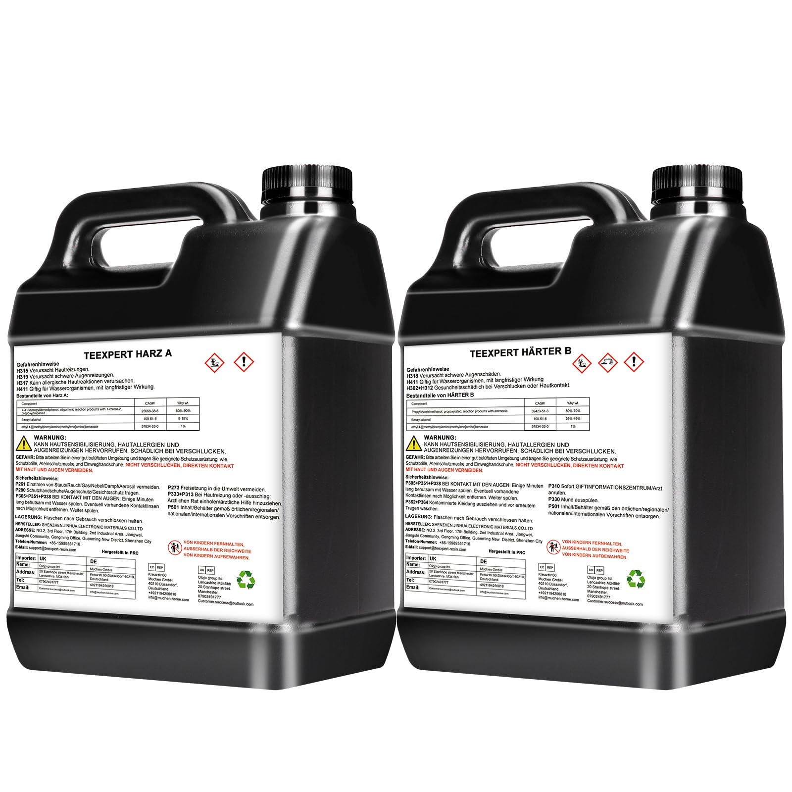 Teexpert Lot de 2 gallons de résine époxy brillante, transparente, auto-nivelante, sans bulles, mélange de résine époxy 1:1 avec durcisseur pour bijoux, formes, décoration de la maison, dessous de