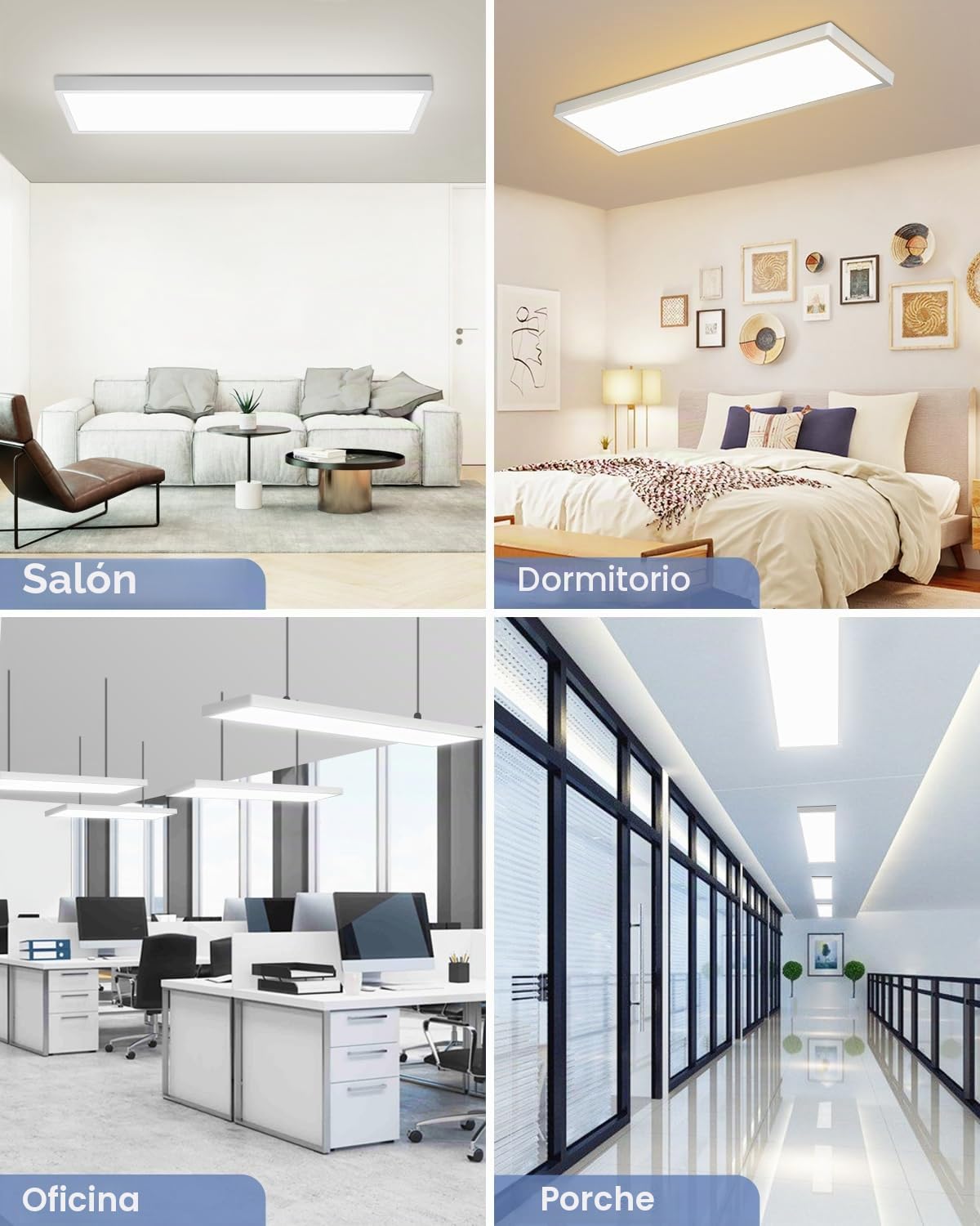 Bowfar Plafón LED rectangular con mando a distancia, atenuador 3000K-6500K, luminaria de techo LED ultrafino, 4000LM 40W con retroiluminación para salón, dormitorio, oficina, 80 x 25 x 3,3 cm, color
