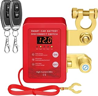 Kill Switch for Car - Remote Battery Disconnect Switch 12v, 240A, Upgrade Smart Voltage with LED Screen, Anti-Theft, Prevent Battery Drain (red)