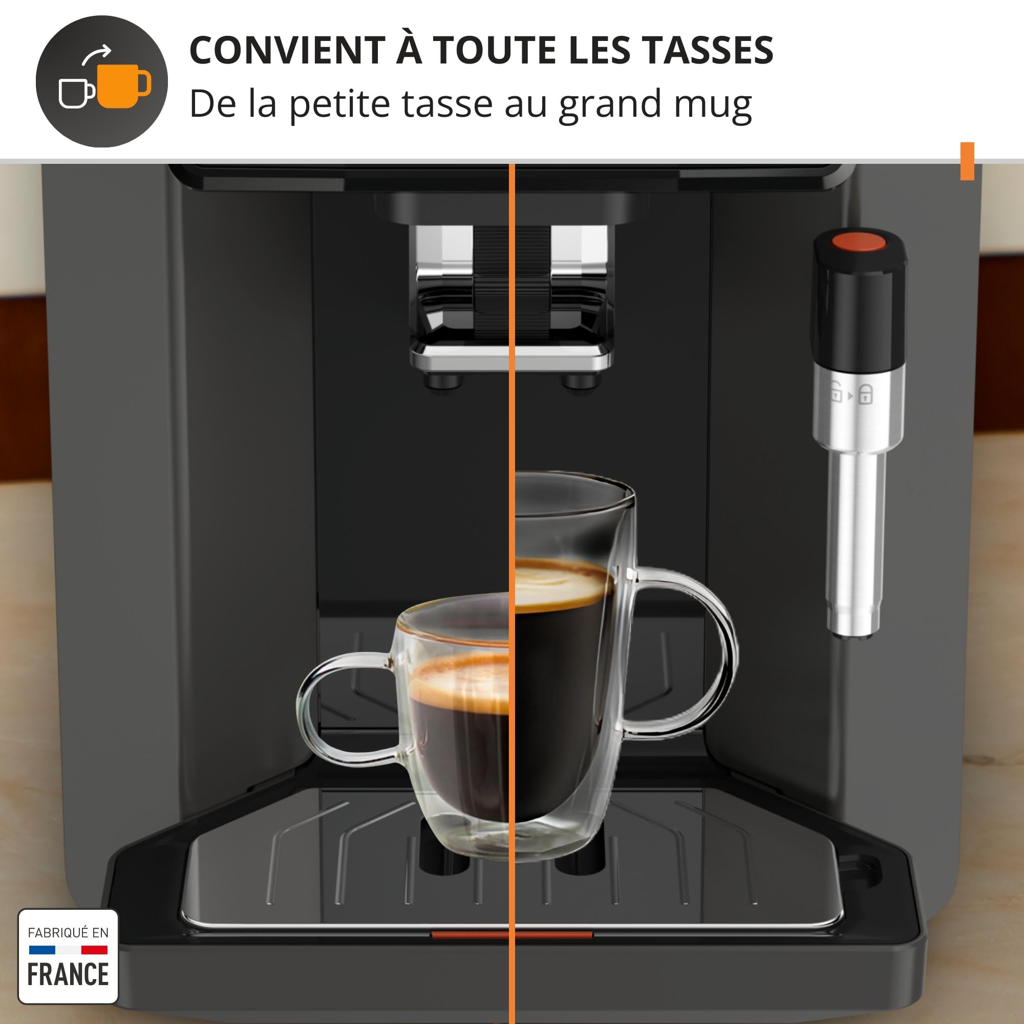 Krups Sensation C50, Machine à café grains, Expresso automatique, 5 boissons, Interface tactile, Facile à utiliser, Nettoyage automatique, Buse vapeur Cappuccino, EA910810