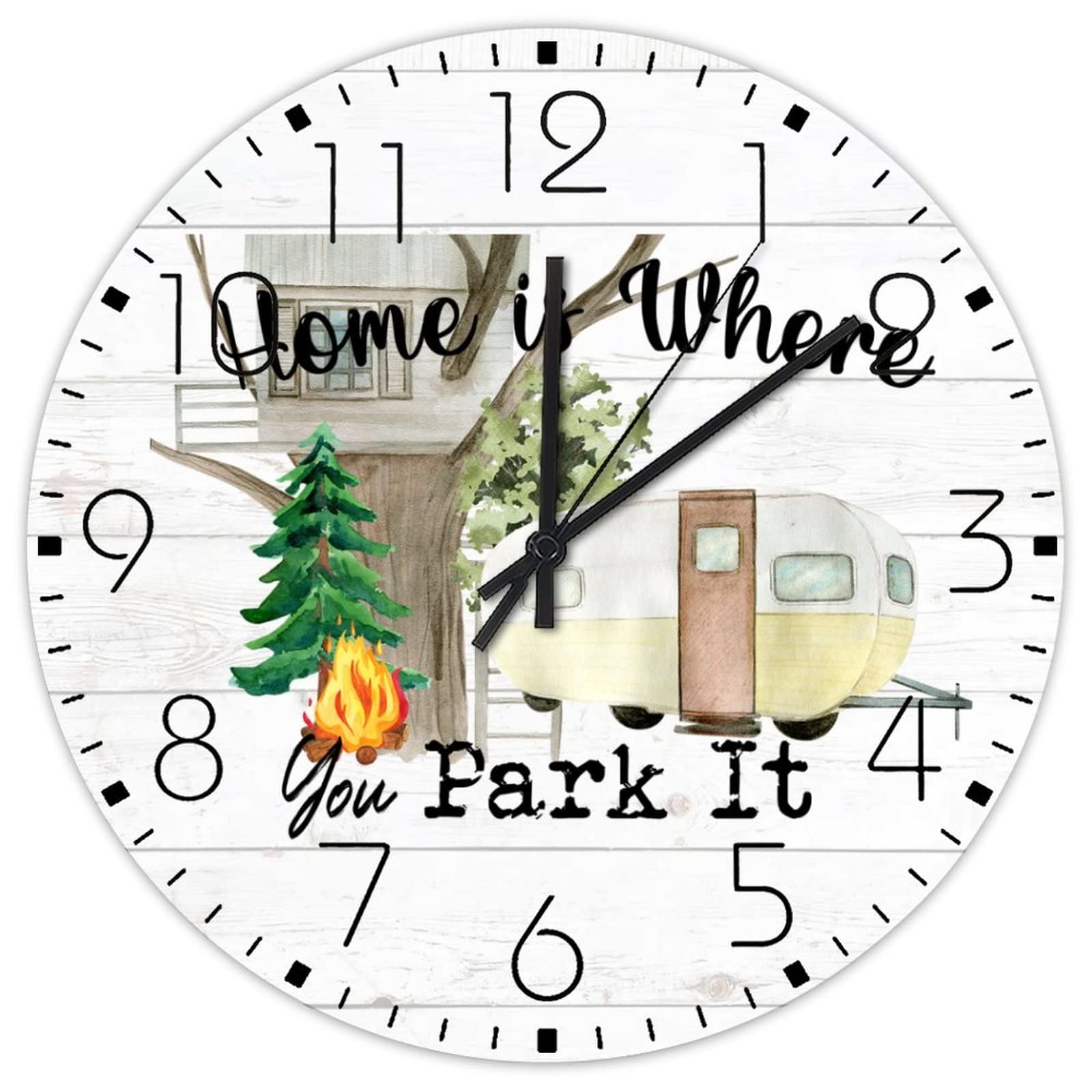 Horloges murales en bois naturel de 30,5 cm pour remorque aventure et sport
