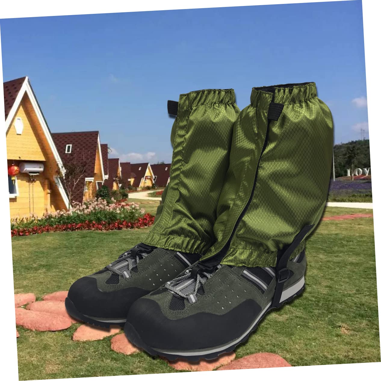 KOMBIUDA 3paia Ghette Ankle Impermeabili Regolabili per Escursionismo e attività Outdoor Ghette Leggere Traspirante per Neve e Pioggia Verde Scuro