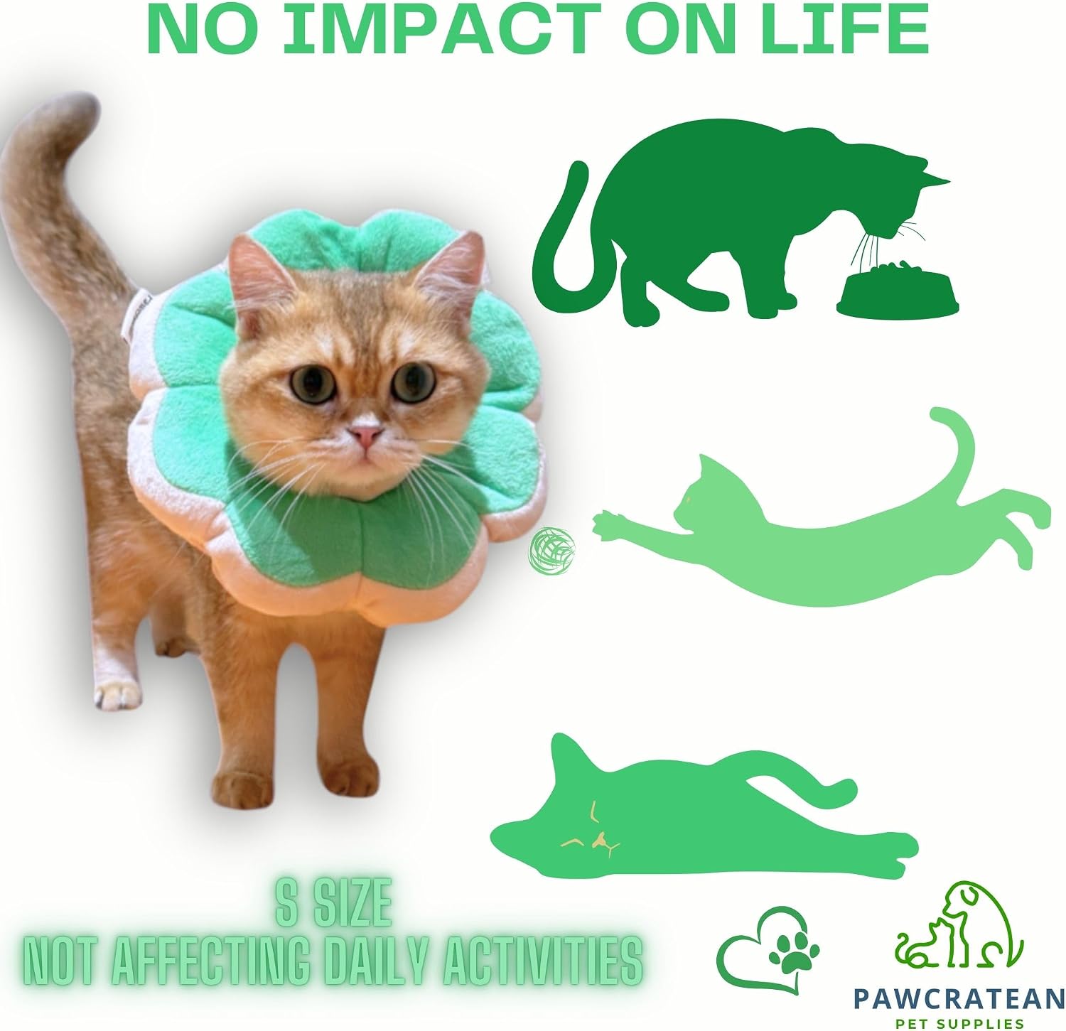 Adjustable Comfy Flower Style Elizabeth Collar for Cats Puppies Soft Recovery Cone Pet Protective Neck Collar (Green, Medium) image 3