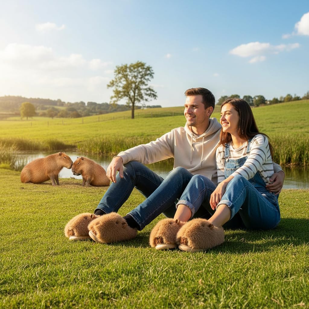 Plush animal-shaped slippers with thick, non-slip soles, suitable for indoor and outdoor use. Soft insoles provide extra comfort and relaxation for your feet.