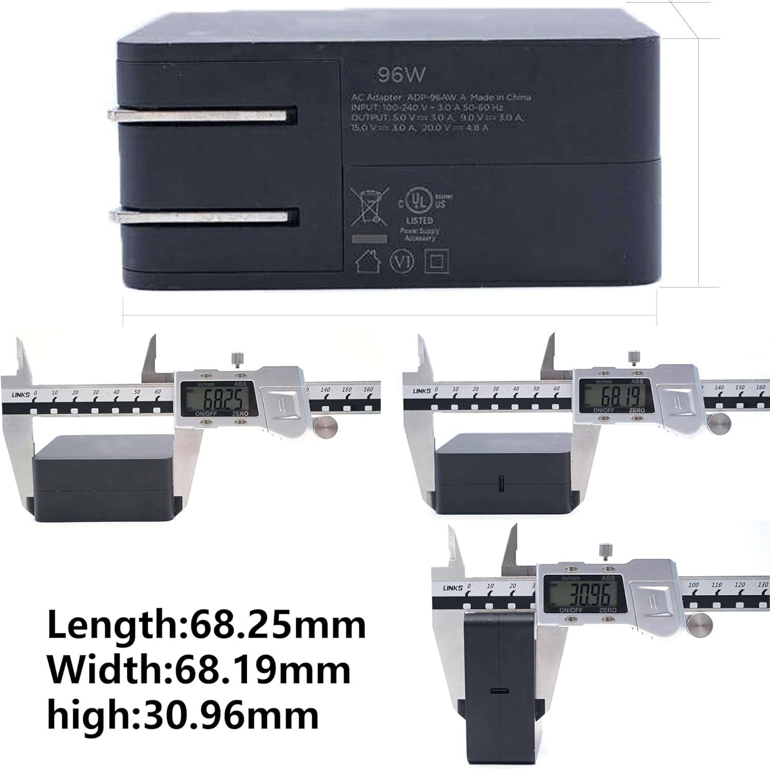 96W Fast USB-C Adapter Charger for HP Dragonfly Pro Laptop Chromebook and Other Output 5.0V, 9.0V, 15.0V 3.0A, 20.0V/4.8A, PD3.0 Laptop Adapter | Foldable Plug | UL Certified, Black