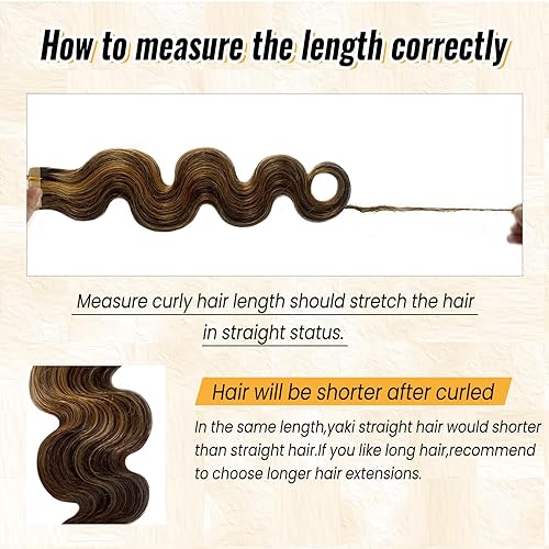 Miniatura 6 de Extensiones de cabello humano con cinta adhesiva, color negro, para mujeres y marrones, reflejos rubios, sin costuras, extensiones de cabello humano