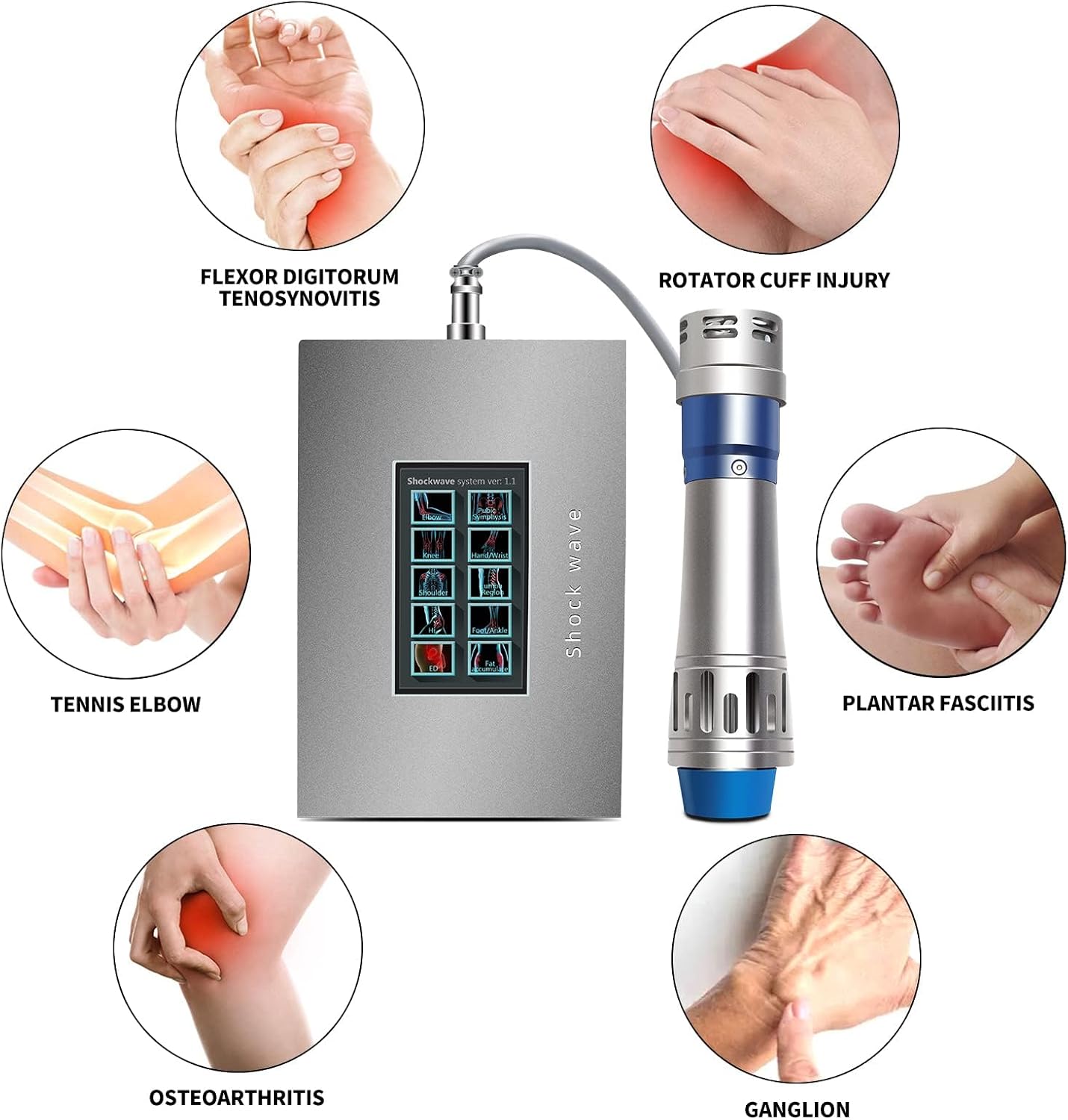 Focused Shockwave Therapy Machine Extracorporeal Shockwave Therapy Machine for Body Masager Pain Relief Exercise Skeletal Injuries Plantar Fasciitis Shock Wave Therapy Device Home Use