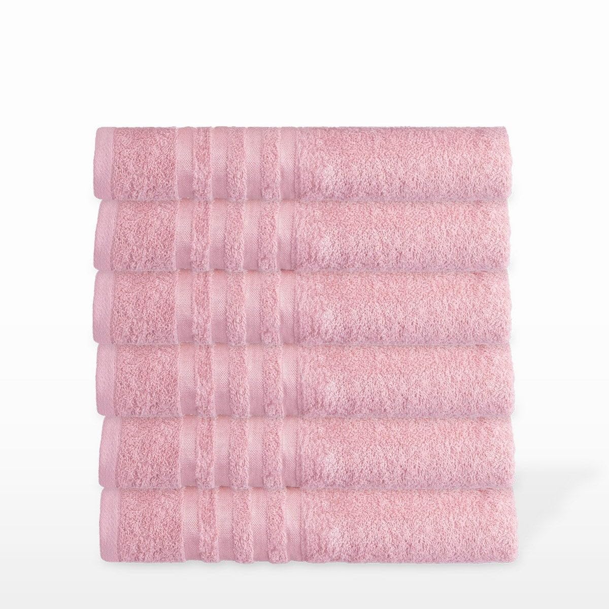 Juego de 6 Toallas de Ducha Grandes Rosa 100% algodón Rizo de 150x100 cm | Tejido suave de gran gramaje con alta absorción. Aptas para lavadora, de uso diario.