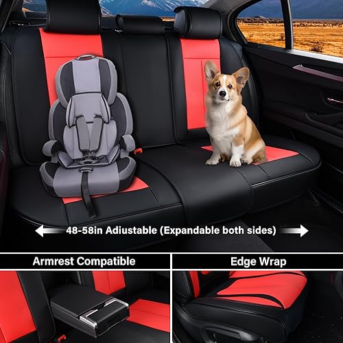 Miniatura 3 de Coverado Fundas de asiento de automóvil, fundas de cuero de napa premium para asientos delanteros y traseros, 5 piezas, juego completo de