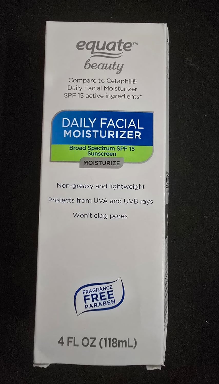 Generic Equate Beauty Daily Facial Moisturizer, SPF 15 Broad Spectrum Sunscreen, Non-Greasy, Fragrance Free, 4 Fl Oz