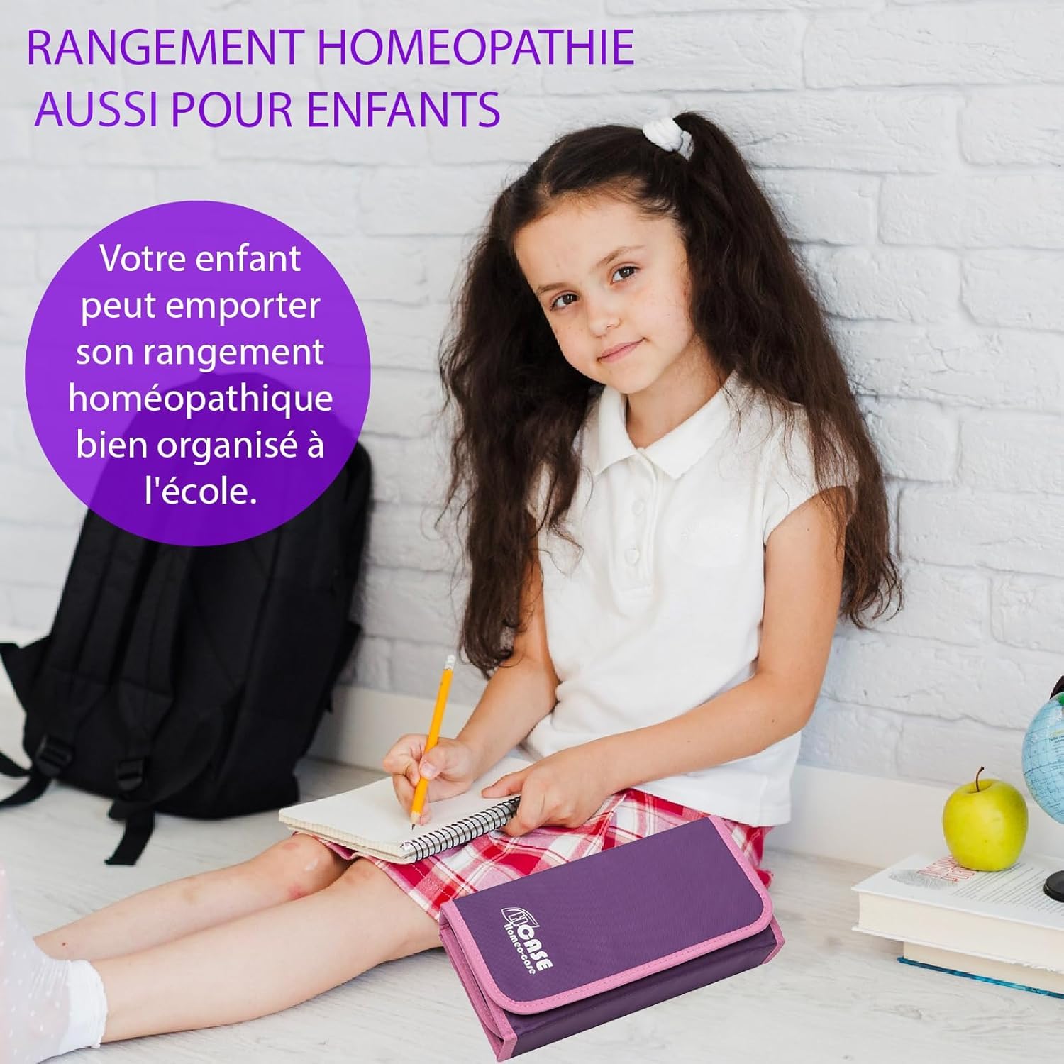 Homeo Case | Rangement Homeopathie avec 40 Espaces pour Boiron Tubes 4 Grammes | Trousse pour Homeopathie | Tubes Non Inclus | Couleur Prune | Fermé 21,5 x 14,5 cm | Ouvert 48,5 x 21 cm