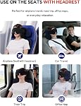 Travel Pillow for Airplanes Head Strap Support, 3D Eye Mask | 360 Airplane Sleep Support Headrest Pillow No Bobbing Head Sleeping Aid Travel Essentials for Long Flights/Car/Trip Black