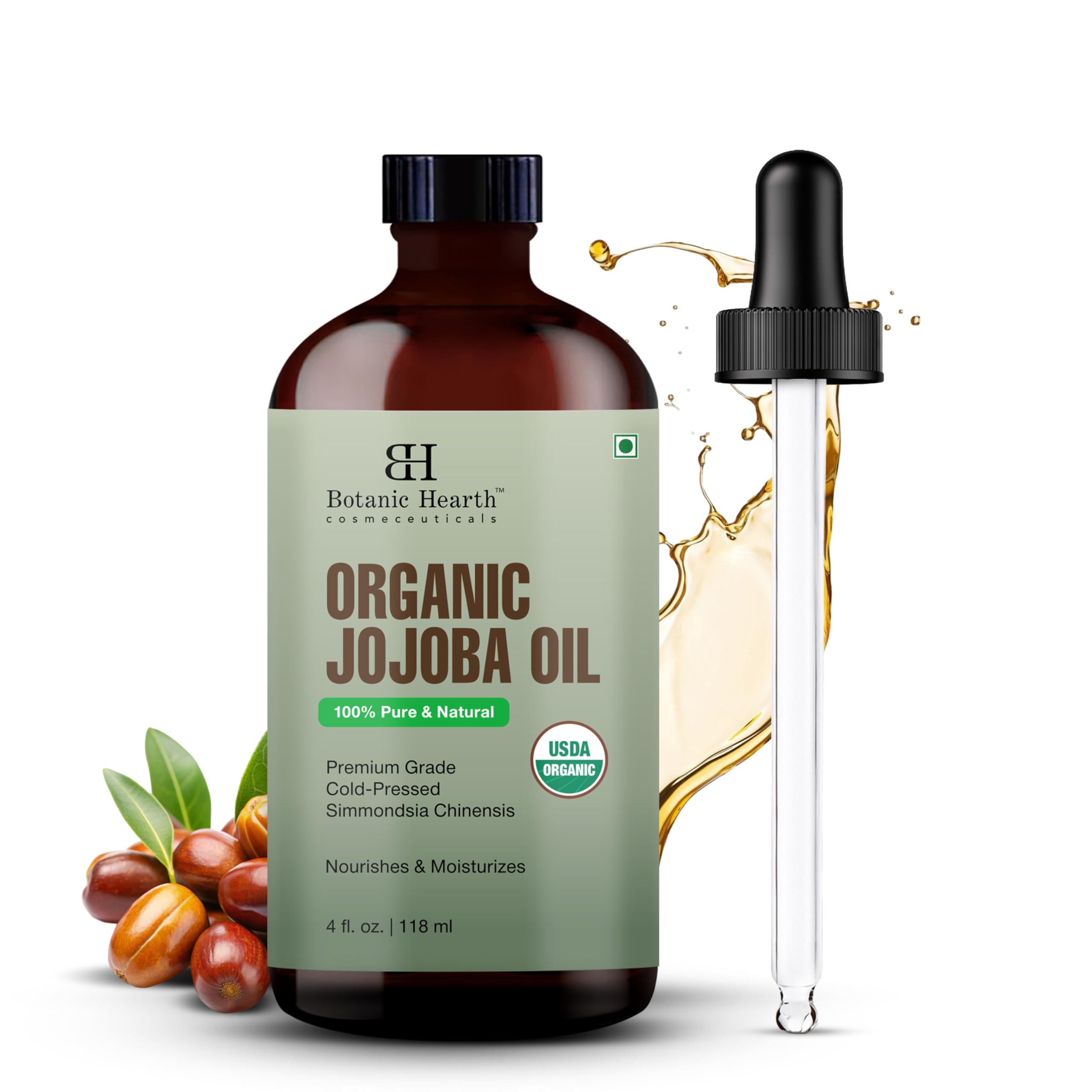 Botanic Hearth USDA 100% Pure and Natural Organic Jojoba Oil - 4 Fl Oz