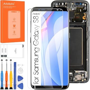 For Samsung Galaxy S8 Screen Replacement G950 LCD SM-G950F SM-G950U Digitizer Touch Screen Assembly Repair Parts with Frame Not for S8 Plus,Incell Black