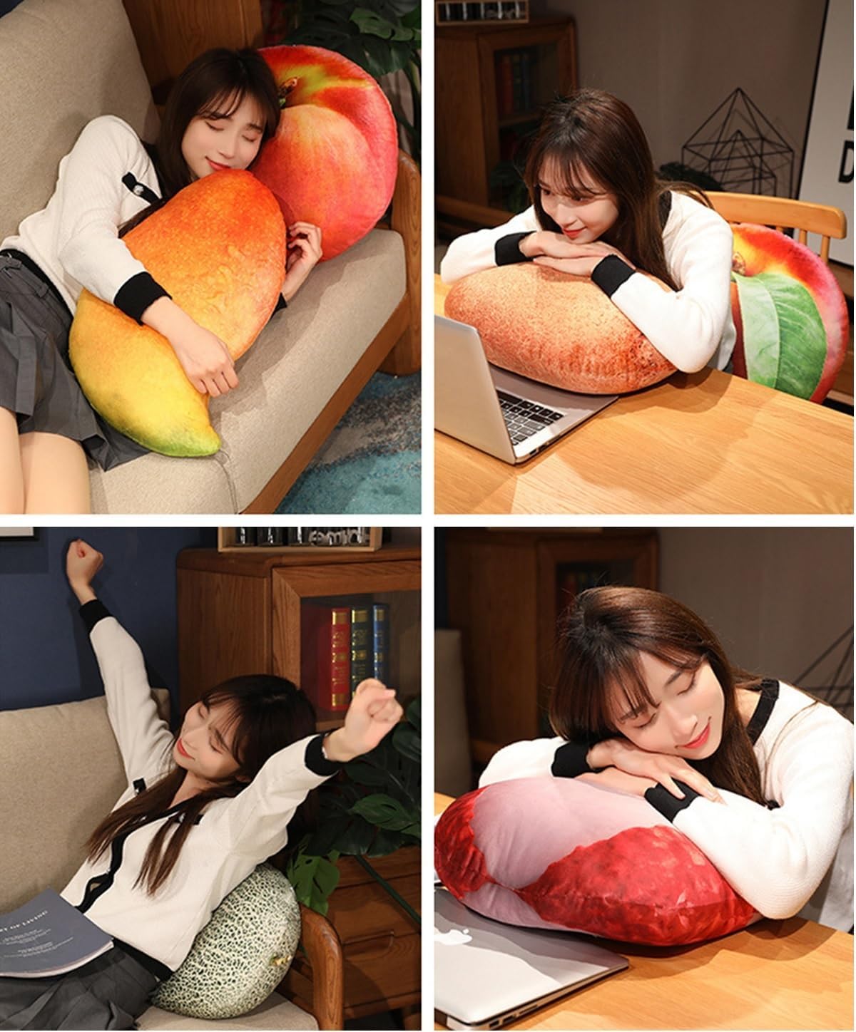 WAIUYIA Simulation Fruit Throw Pillow Kawaii Stuffed Fruit Plush Throw Pillow Decorative Cute Soft Fruit Plush Pillows Cushions for Bed Couch Chair Sofa Home Decor (Pomegranate)