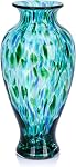 Vase en verre soufflé à la main 11.8" Vase de Boud à la bouche pour la table, vases colorés peints en verre de Murano pour - Home Entrée Centre de mariage