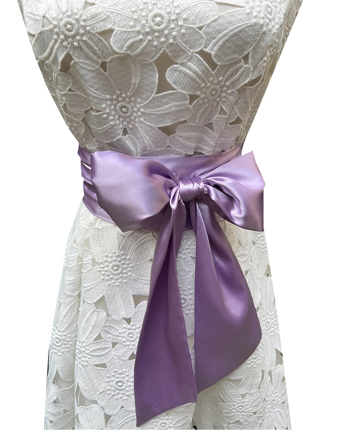 Lordrie Women's Lavender Satin Sash Belts For Bridal Bridesmaid Dresses Girls Waist Belts For Special Occasion, Medium