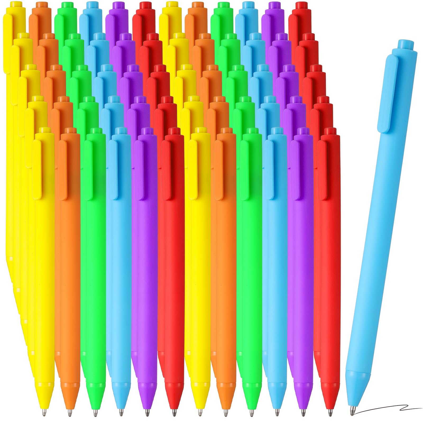 Nezyo 60 Pack Retractable Ballpoint Black Ink Pens Bulk Office Colored Ballpoint Cute Smooth Writing Aesthetic Pens for Daily Writing Notebook Office School(Bright Colors)