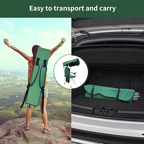 Miniatura 7 de Silla plegable para campamento, portátil para exteriores, pesca, playa, césped y campamento, sillas plegables ligeras y duraderas para exteriores