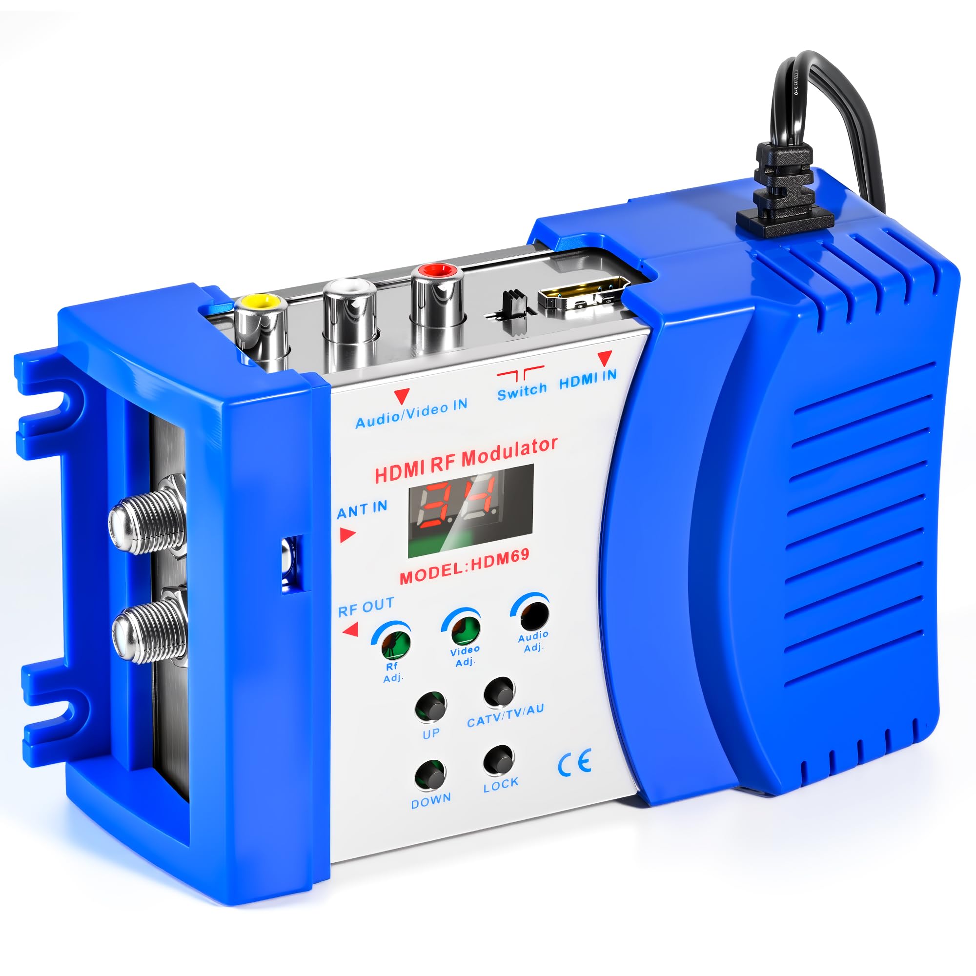 HDMI to RF Modulator, VHF UHF AV to RF Coaxial Converter, CVBS RCA HDMI to RF Modulator, for TV PAL NTSC Format, for Home TV Switch Audio Video, F Female Connectors