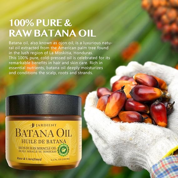 Raw Batana Oil for Hair Growth: Dr Sebi Organic Batana Oil from Honduras - 100% Pure & Natural - Promotes Thicker & Stronger Hair for Men & Women (4.2 OZ)