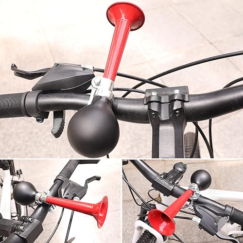 Miniatura 10 de Bocina de bicicleta para niños, bocina de aire para vehículos, bicicletas, carrito de golf, clásico, vintage, aleación de aluminio, cuerno de