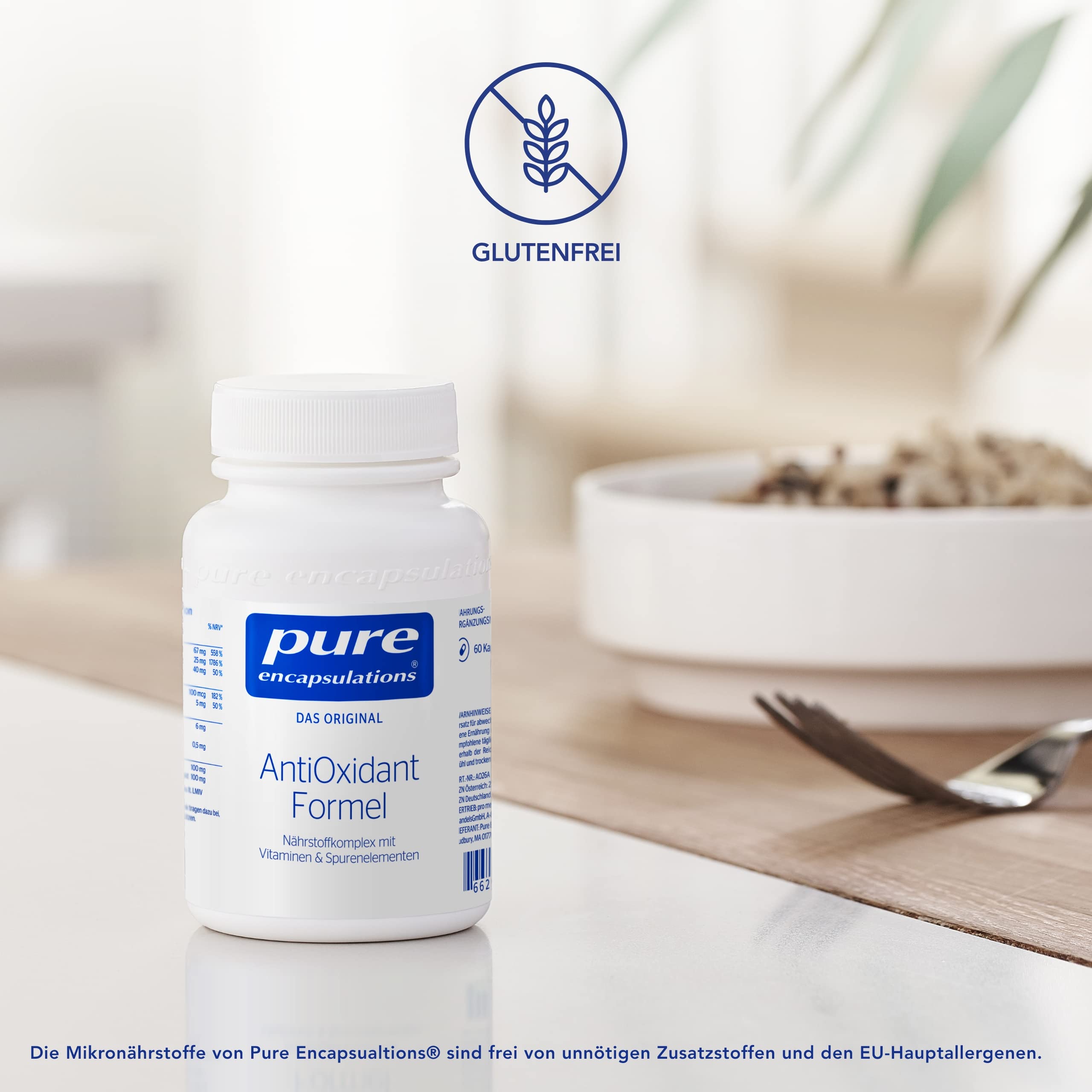Pure Encapsulations - AntiOxidant Formel - Immunsystem unterstützen, Skincare, Antioxidativ - Vitamin C, B2, E, Zink, Selen - 120 Kapseln