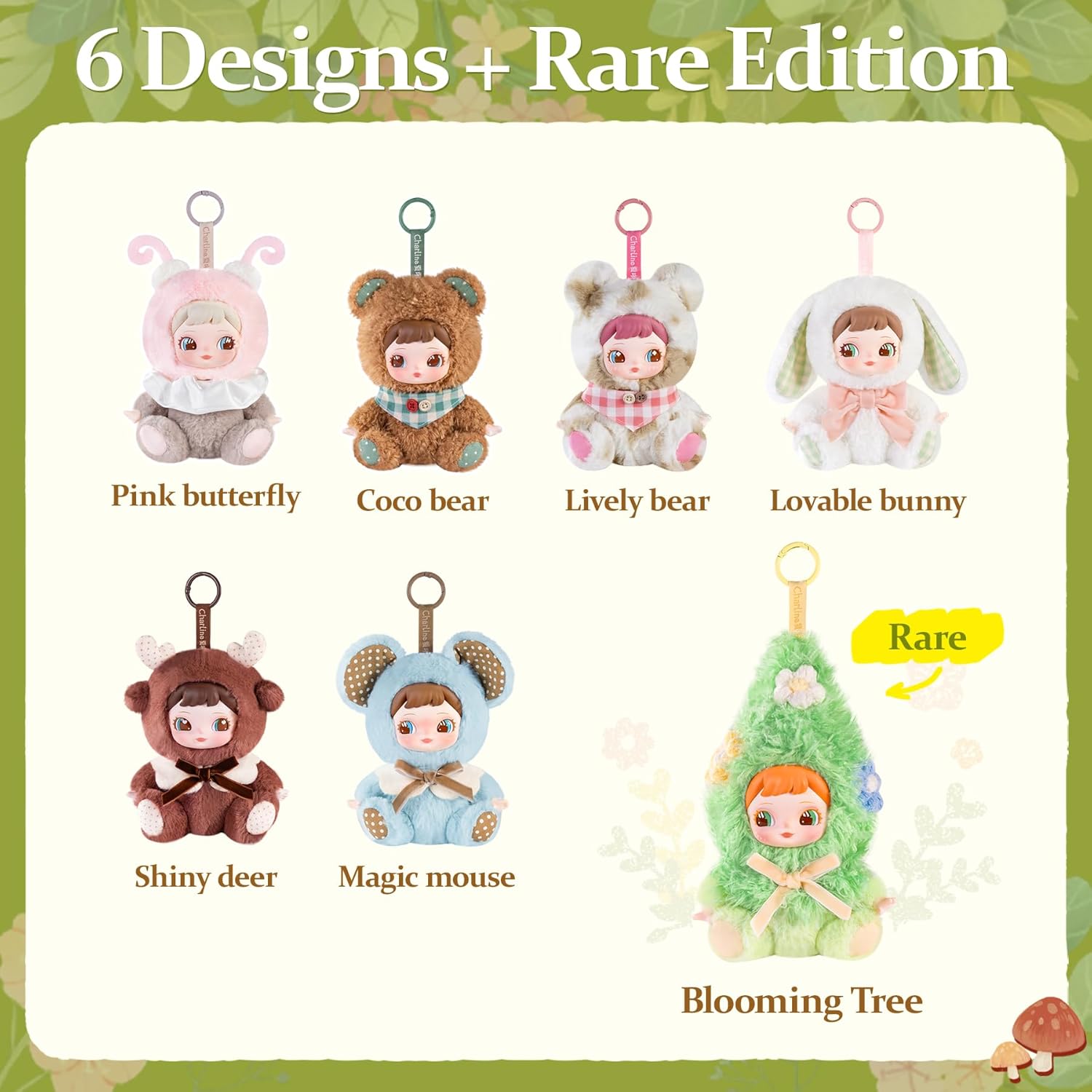 Rolife Plush Toy Figure Charline Forest Hide & Seek Blind Box – Collectible Kawaii Plush Doll Keychain, Soft Huggable Mini Action Figure Gift for Christmas & Birthdays