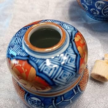 高野昭阿弥作　3点セット (茶碗、振出、巾筒) 色紙唐子 茶道具 茶道具 茶箱用三点セット 陶器三点セット 陶器三つ揃 赤絵 赤玉