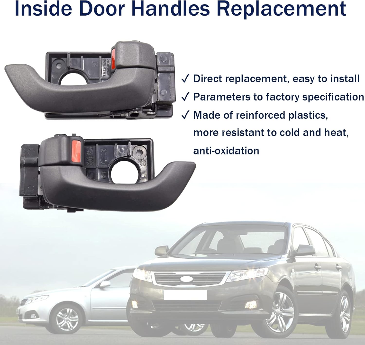 2 Pcs Inside Front & Rear Door Handle, Inner Left Driver Right Passenger Side Interior Door Handles, fits for Kia Optima Lotze 2006-2010 / Replace 826102G000K2 / 826202G000K2