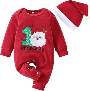 imKutie Baby,Clothing,Baby Boys 0-24m,Bodysuits & One-Pieces,Rompers imKutie Baby Boys Girls Christmas Fleece Outfits, My First Christmas Newborn Infant Warm Romper with Santa Hat Christmas Costumes Outfits Set 0-24 Months
