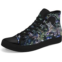 Cottagecore Floral High Top Canvas Sneakers for Women Men, Dark Aesthetic Nature Art Lace Up Casual Canvas Shoes