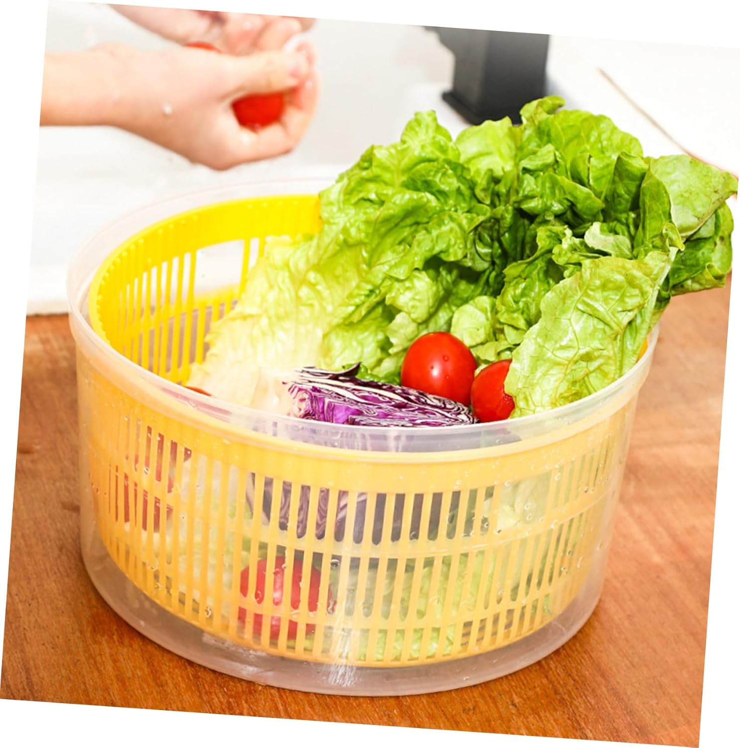 Amosfun Salad Spinner Herb Dryer Vegetable Dehydrator Drain Basket Salad Dryer