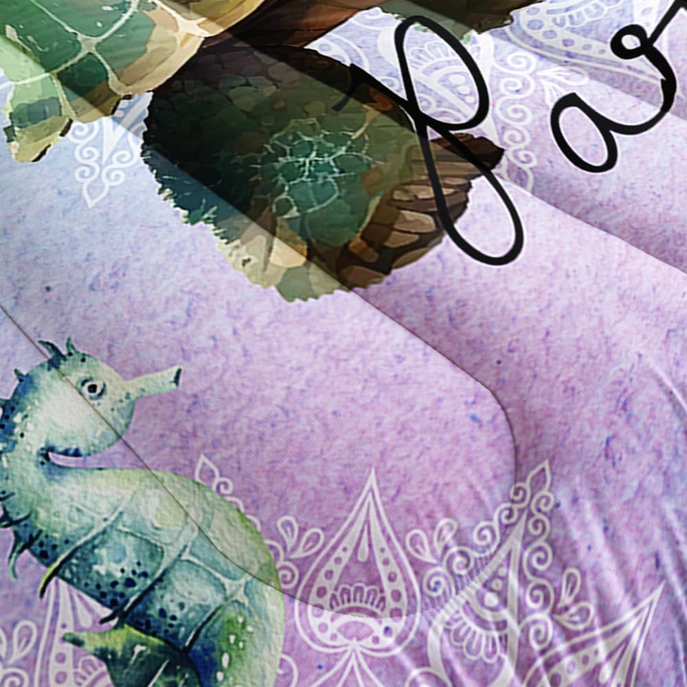 Suncloris Cute Sea Turtle Comforter Set, Mandala Summer Reptile Tortoise Bedspread for Kids and Adults, Underwater Ocean Sea Animal Pattern Quilt Bedroom Decor with 2 Pillow Cases (02, Twin)