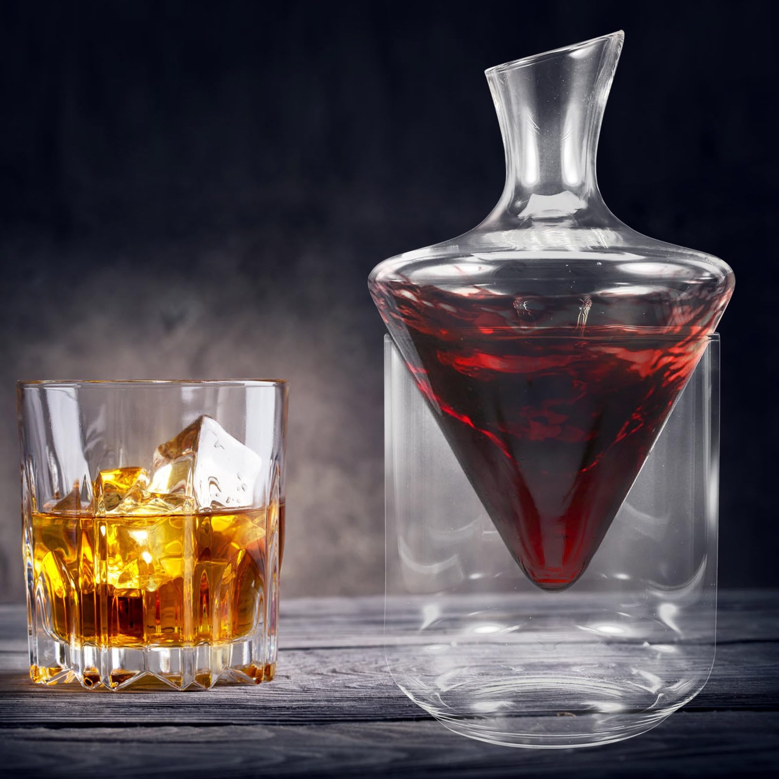 Decanter per Vino in Vetro, Forma Speciale, Classico | Caraffa Decanter per Vino da Bar, 1 Pezzo, Design Raffinato e Moderno per Servizio e Presentazione