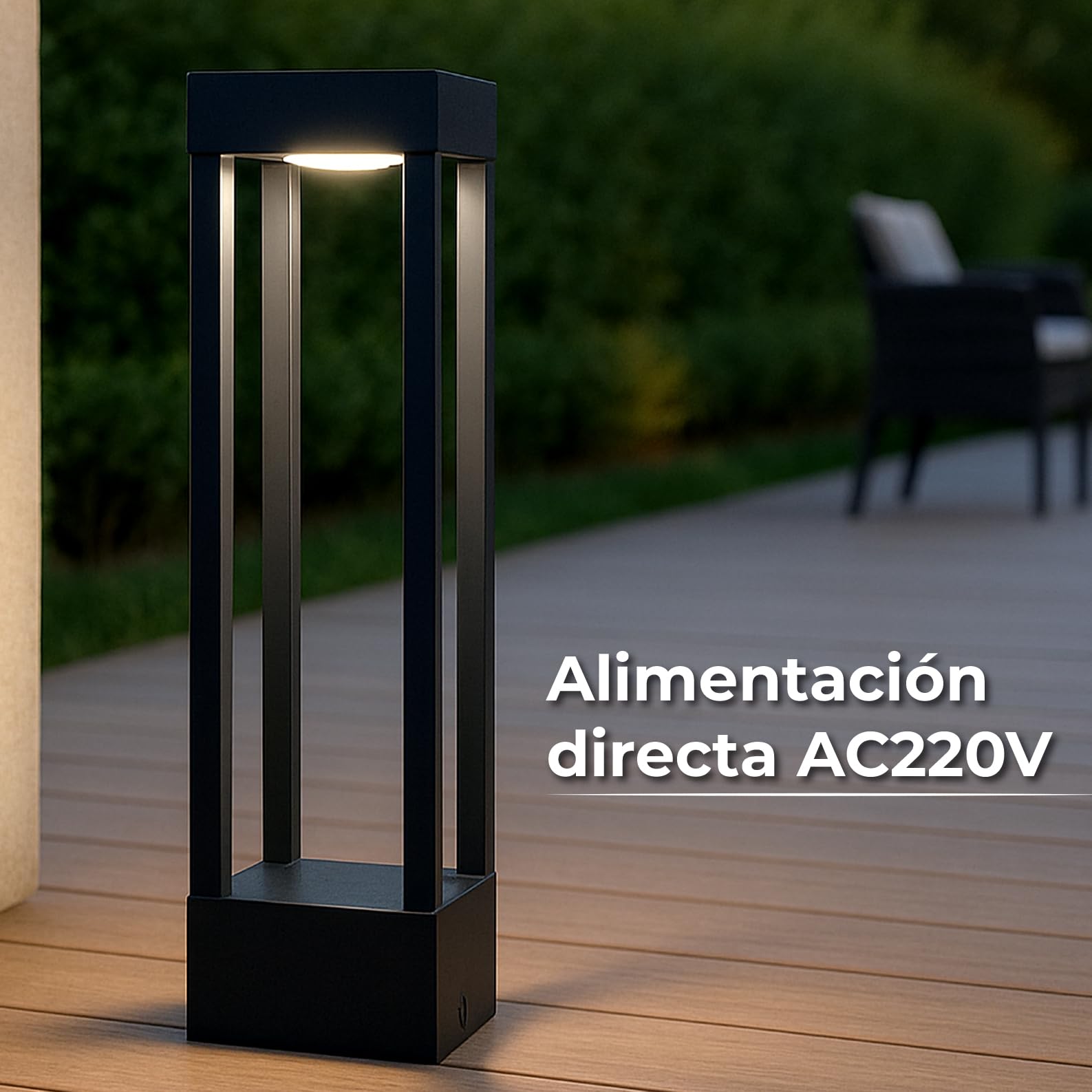 LED ATOMANT 2x Baliza LED Jardin 7W Color Luz Fria 750lm IP67 Metal Negro | Color Blanco Frio 6500K