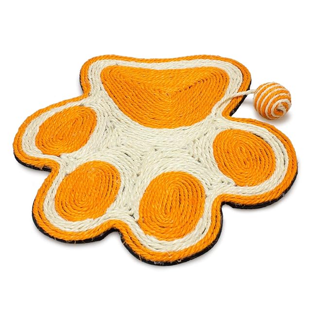 Foto 2 de 7 de Arquivet Rascador Huella Naranja con ratón para Gatos - Naranja, 40 x 36 cm